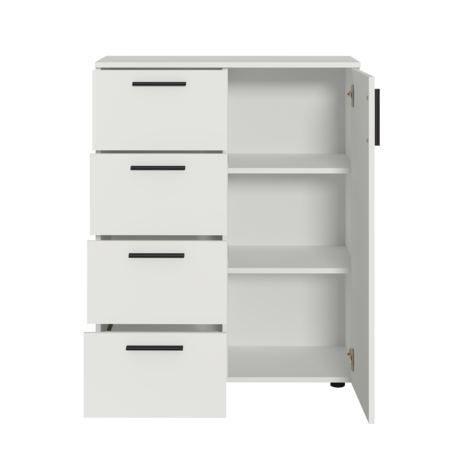 Комод Эйр 16.241 белый PE шагрень, собирается на любую сторону