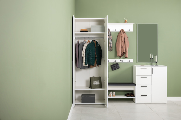 Прихожая Эйр композиция 1 белый PE шагрень, собирается на любую сторону