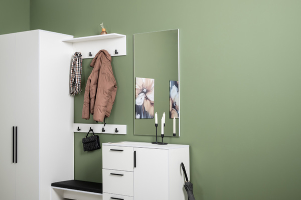 Зеркало навесное Эйр 17.13 белый РЕ шагрень, вертикальное и горизонтальное навешивание