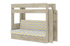 Кровать детская двухъярусная Карамель 75 Дуб Сонома, диван - велюр RIKKO YELLOW желтые зигзаги (сборка на любую сторону) спальное место верх 80х190, низ 120х185