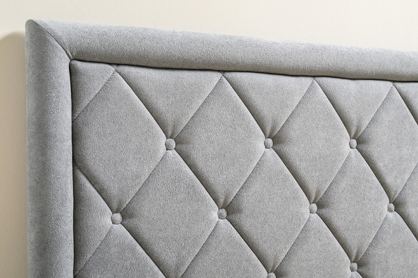 Кровать Марион 140 велюр OCEAN 023 серый с ортопедическим основанием и подъемным механизмом (спальное место 140 х 200)