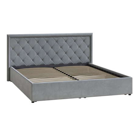 Кровать Марион 180 велюр OCEAN 023 серый с ортопедическим основанием и подъемным механизмом (спальное место 180 х 200)