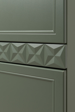 Шкаф-пенал Марион 16.340.01 дымчатый зеленый K521, олива шагрень AG 1050 ПВХ (собирается на любую сторону)