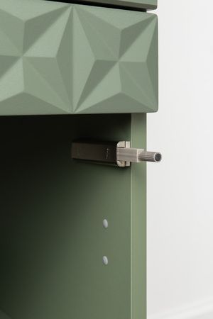 Шкаф-пенал Марион 16.340.01 дымчатый зеленый K521, олива шагрень AG 1050 ПВХ (собирается на любую сторону)