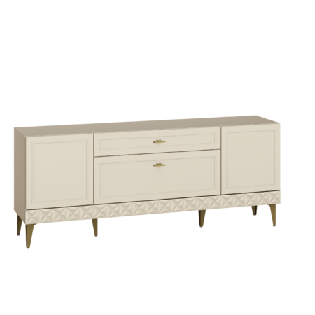 Гостиная Марион композиция 1 слоновая кость С341 PE, слоновая кость 6898 ПВХ, белый PE шагрень (собирается на любую сторону)