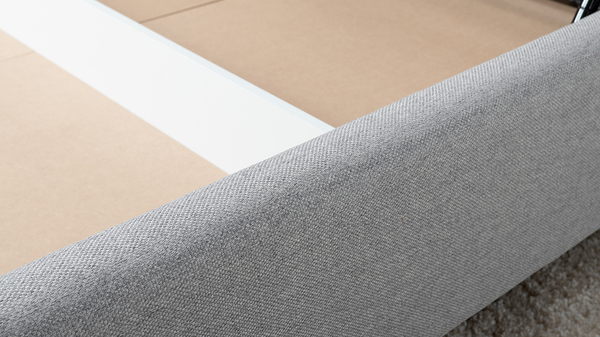 Кровать Миа 180 рогожка серый, кант желтовато-коричневый с ортопедическим основанием и подъемным механизмом