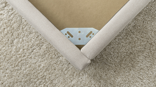 Кровать Миа 140 рогожка светло-бежевый, кант желтовато-коричневый с ортопедическим основанием и подъемным механизмом