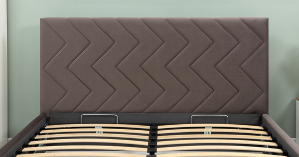 Кровать Милана 160 велюр серо-коричневый с ортопедическим основанием и подъемным механизмом