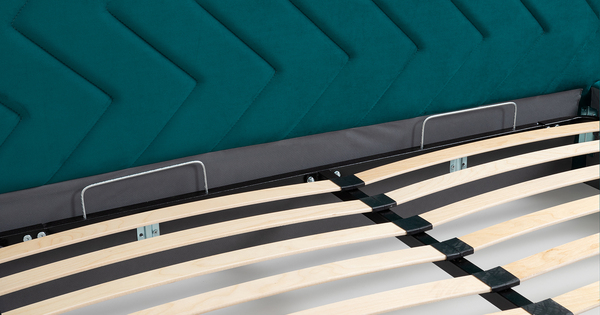 Кровать Милана 180 велюр сине-зеленый с ортопедическим основанием и подъемным механизмом