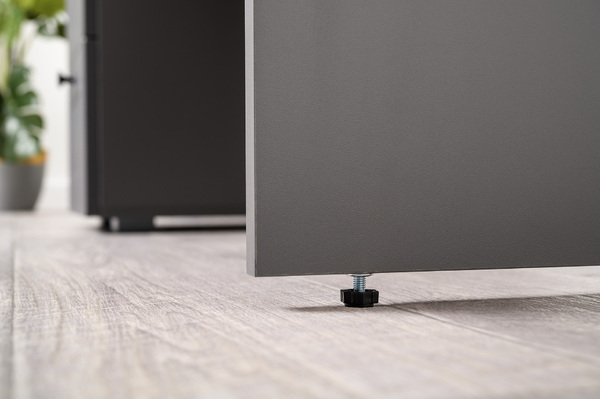 Стол письменный Остин 12.159 серый графит 0162 РЕ, дуб золотой CRAFT, графит ZB 856-2 ПВХ, сборка на любую сторону