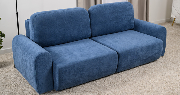 Диван-кровать прямой Тэдди 1504 композиция 1, букле Pique 009 синий, модульная система