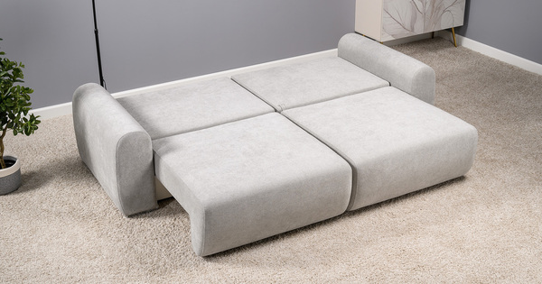 Диван-кровать прямой Тэдди 1506 композиция 1, букле Pique 011 серый, модульная система